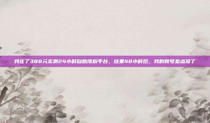 我花了388元实测24小时自助涨粉平台，结果48小时后，我的账号差点没了
