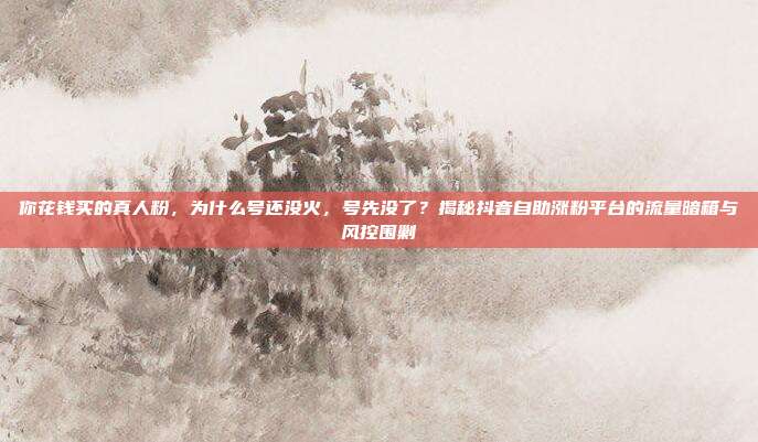 你花钱买的真人粉,为什么号还没火,号先没了?揭秘抖音自助涨粉平台的流量暗箱与风控围剿