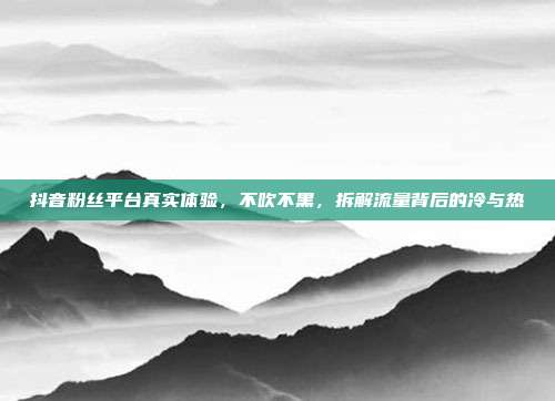 抖音粉丝平台真实体验,不吹不黑,拆解流量背后的冷与热