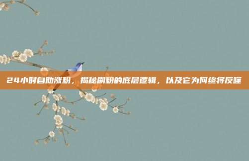 24小时自助涨粉,揭秘刷粉的底层逻辑,以及它为何终将反噬