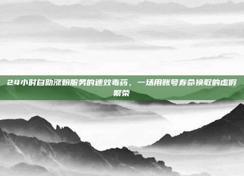 24小时自助涨粉服务的速效毒药,一场用账号寿命换取的虚假繁荣
