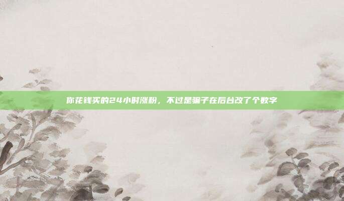 你花钱买的24小时涨粉,不过是骗子在后台改了个数字