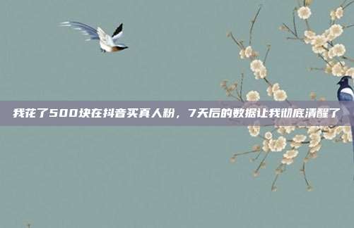 我花了500块在抖音买真人粉,7天后的数据让我彻底清醒了