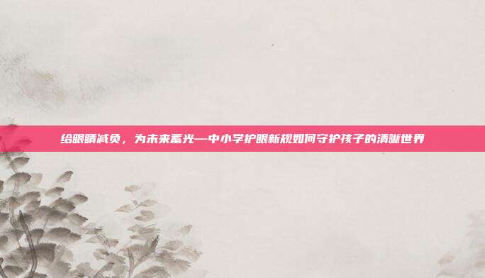 给眼睛减负,为未来蓄光—中小学护眼新规如何守护孩子的清晰世界
