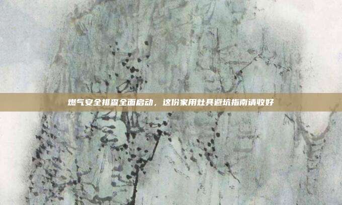 燃气安全排查全面启动,这份家用灶具避坑指南请收好