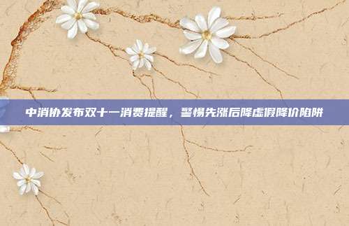 中消协发布双十一消费提醒,警惕先涨后降虚假降价陷阱