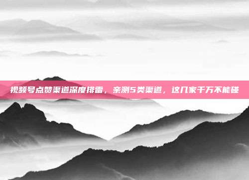 视频号点赞渠道深度排雷,亲测5类渠道,这几家千万不能碰