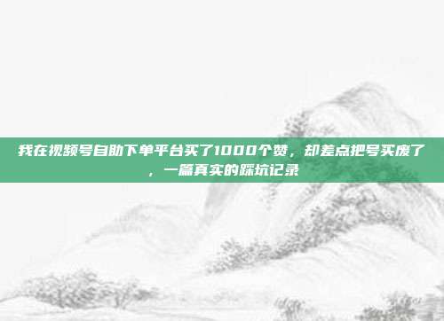 我在视频号自助下单平台买了1000个赞,却差点把号买废了,一篇真实的踩坑记录