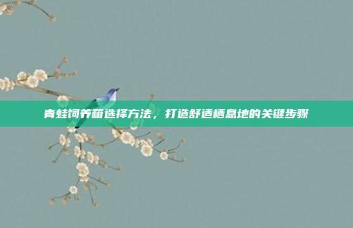 青蛙饲养箱选择方法，打造舒适栖息地的关键步骤