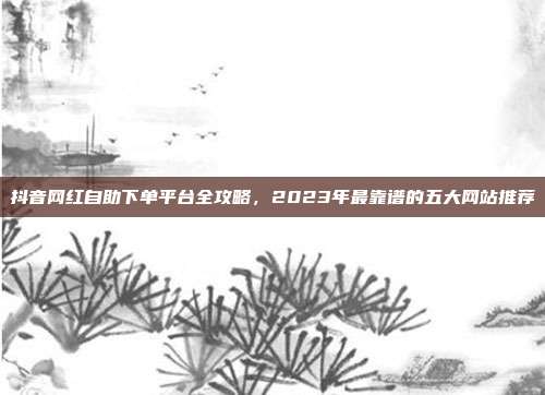 抖音网红自助下单平台全攻略,2023年最靠谱的五大网站推荐