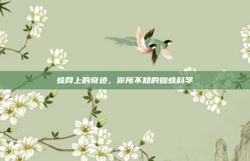 蛛网上的奇迹,你所不知的蜘蛛科学