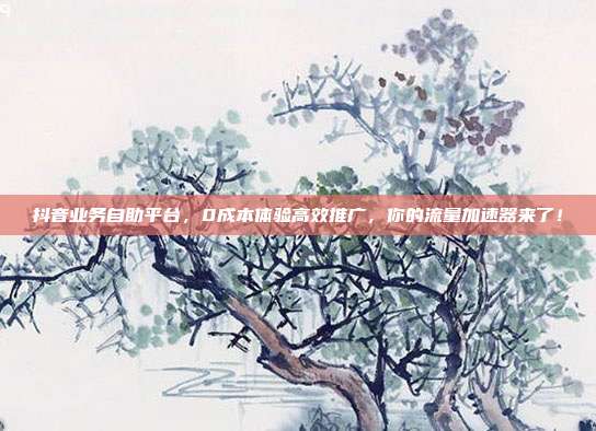抖音业务自助平台，0成本体验高效推广，你的流量加速器来了！