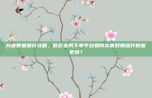 抖音数据增长攻略，低价业务下单平台如何实惠好用提升数据更快？