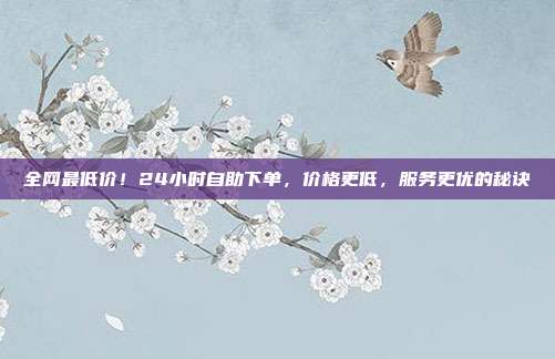 全网最低价！24小时自助下单，价格更低，服务更优的秘诀