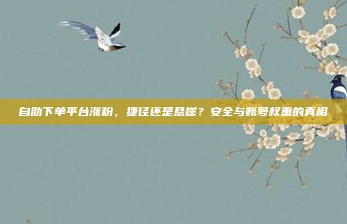 自助下单平台涨粉，捷径还是悬崖？安全与账号权重的真相