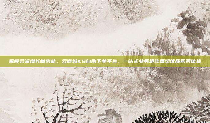 解锁云端增长新势能，云商城KS自助下单平台，一站式业务矩阵重塑优质服务体验