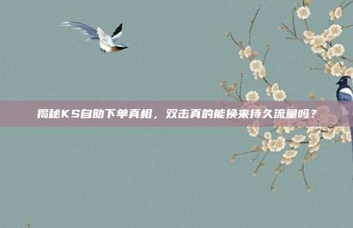 揭秘KS自助下单真相，双击真的能换来持久流量吗？