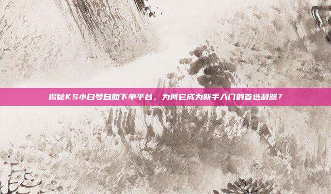 揭秘KS小白号自助下单平台，为何它成为新手入门的首选利器？