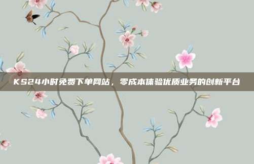 KS24小时免费下单网站，零成本体验优质业务的创新平台