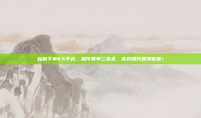 自助下单KS平台，操作简单三步走，高效提升各项数据！
