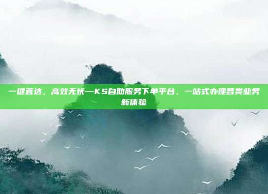 一键直达，高效无忧—KS自助服务下单平台，一站式办理各类业务新体验