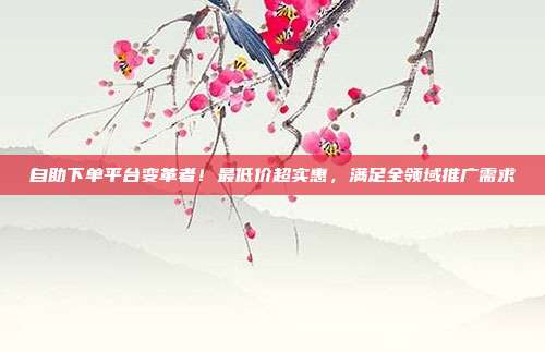 自助下单平台变革者！最低价超实惠，满足全领域推广需求