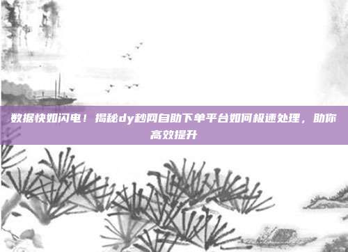数据快如闪电！揭秘dy秒网自助下单平台如何极速处理，助你高效提升