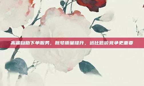 高端自助下单服务，账号质量提升，远比低价竞争更重要