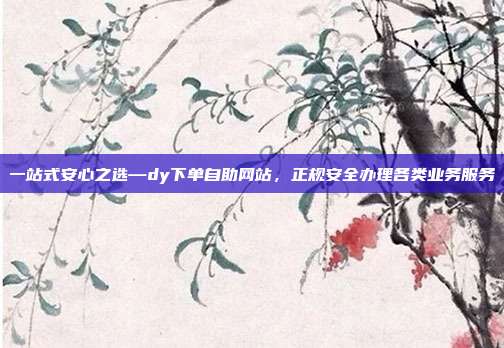 一站式安心之选—dy下单自助网站，正规安全办理各类业务服务