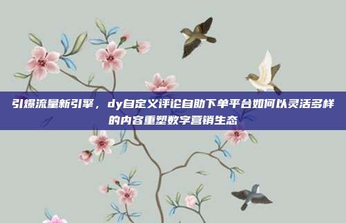 引爆流量新引擎,dy自定义评论自助下单平台如何以灵活多样的内容重塑数字营销生态