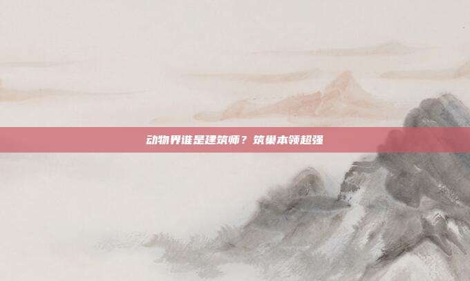 动物界谁是建筑师？筑巢本领超强