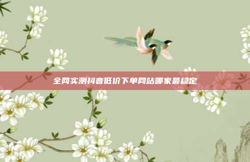 全网实测抖音低价下单网站哪家最稳定