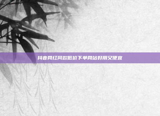抖音网红同款低价下单网站好用又便宜