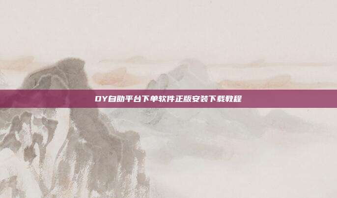 DY自助平台下单软件正版安装下载教程