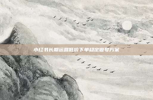 小红书长期运营低价下单稳定做号方案