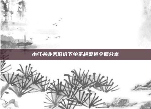 小红书业务低价下单正规渠道全网分享