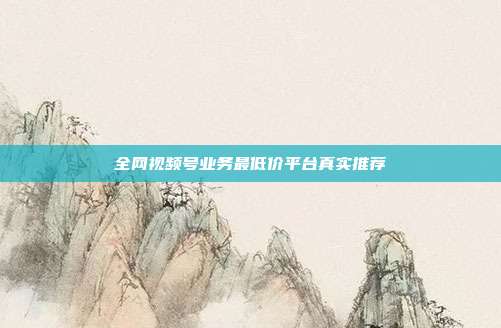 全网视频号业务最低价平台真实推荐