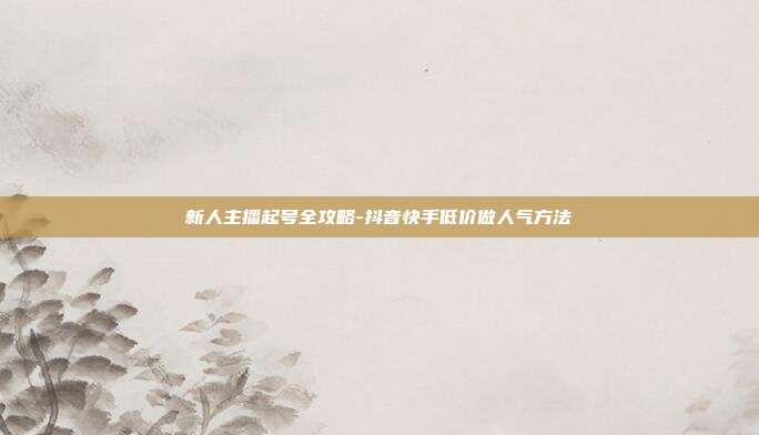 新人主播起号全攻略-抖音快手低价做人气方法