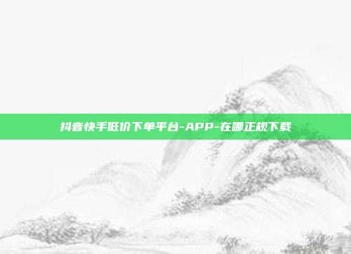 抖音快手低价下单平台-APP-在哪正规下载