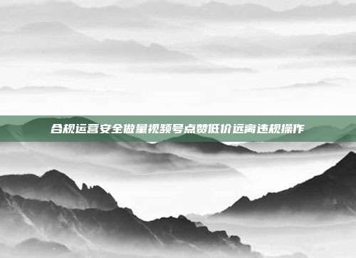 合规运营安全做量视频号点赞低价远离违规操作