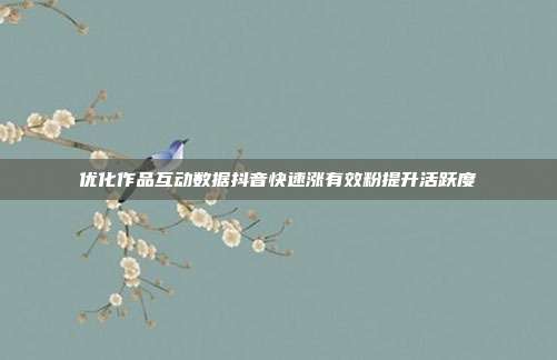 优化作品互动数据抖音快速涨有效粉提升活跃度