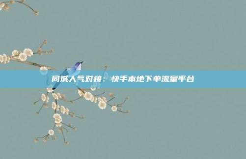 同城人气对接：快手本地下单流量平台