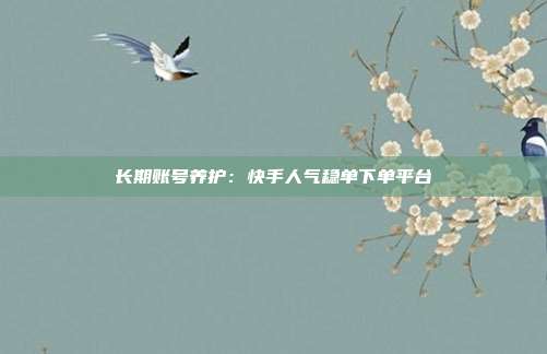 长期账号养护：快手人气稳单下单平台