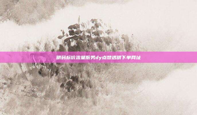明码标价流量服务dy点赞透明下单网址