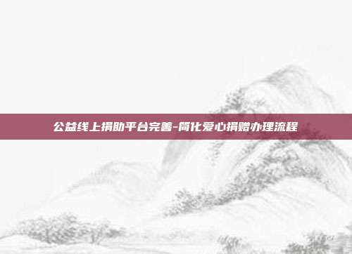 公益线上捐助平台完善-简化爱心捐赠办理流程