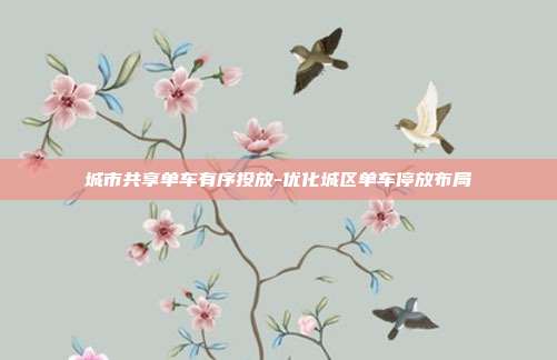 城市共享单车有序投放-优化城区单车停放布局