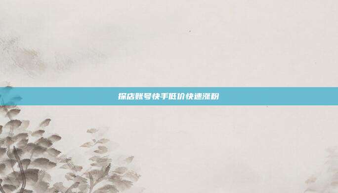 探店账号快手低价快速涨粉
