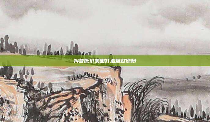 抖音低价策略打造爆款涨粉