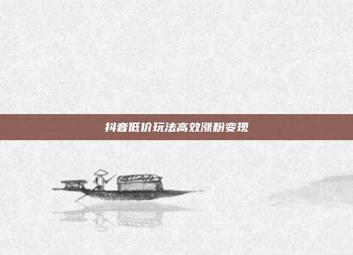 抖音低价玩法高效涨粉变现