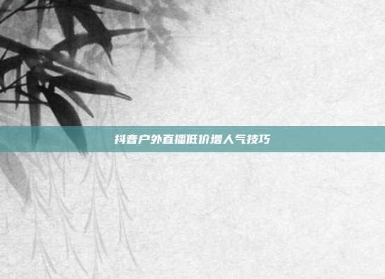 抖音户外直播低价增人气技巧